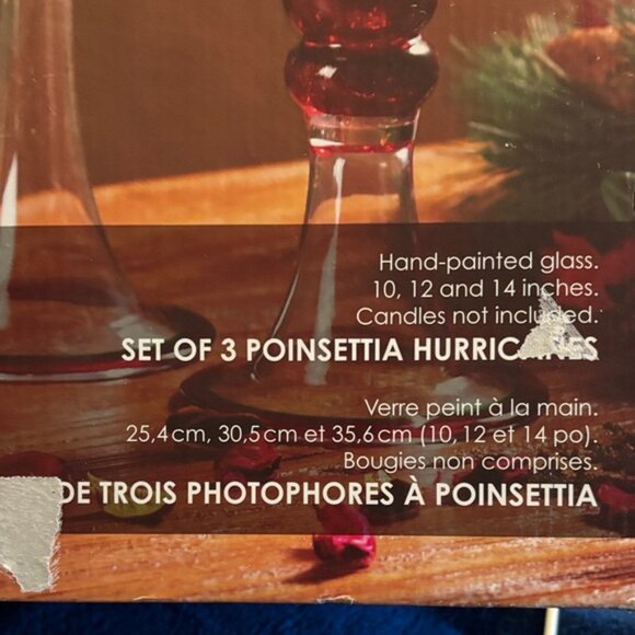 Vintage Elements Poinsettia Hurricane Candle Holders - Picture 2 of 2